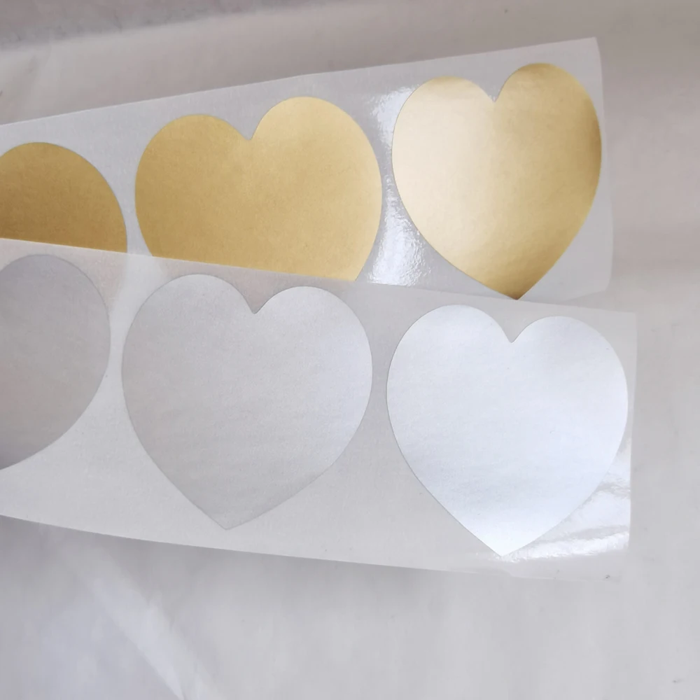 Dropshipping 100PCS 50x50mm 2" Heart Round Golden Scratch Off Sticker Label