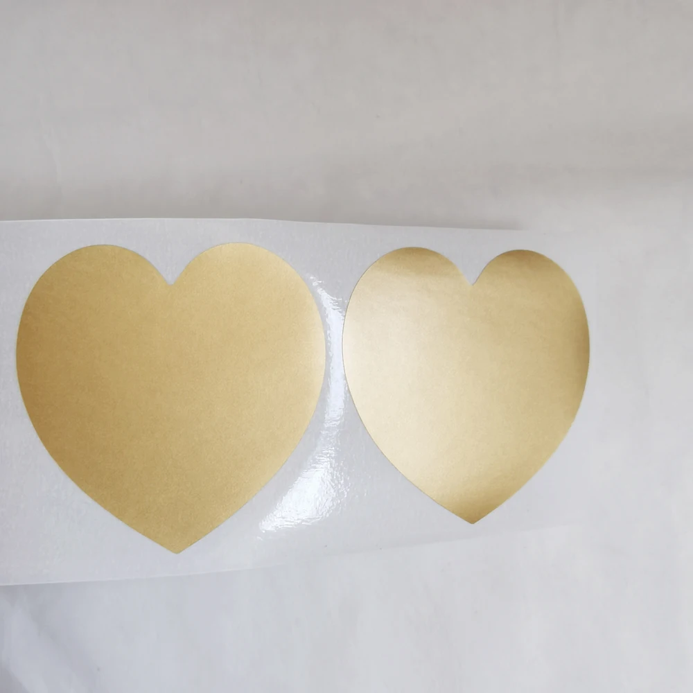 Dropshipping 100PCS 50x50mm 2" Heart Round Golden Scratch Off Sticker Label