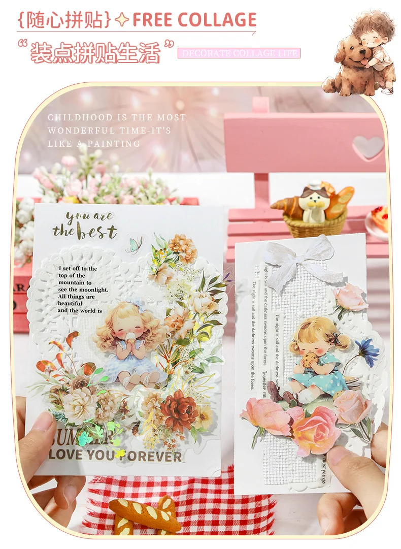 15pcs/1lot Kawaii Scrapbook Sticker Happy Childhood Scrapbooking Supplies Planner Decorative Stationery Sticker