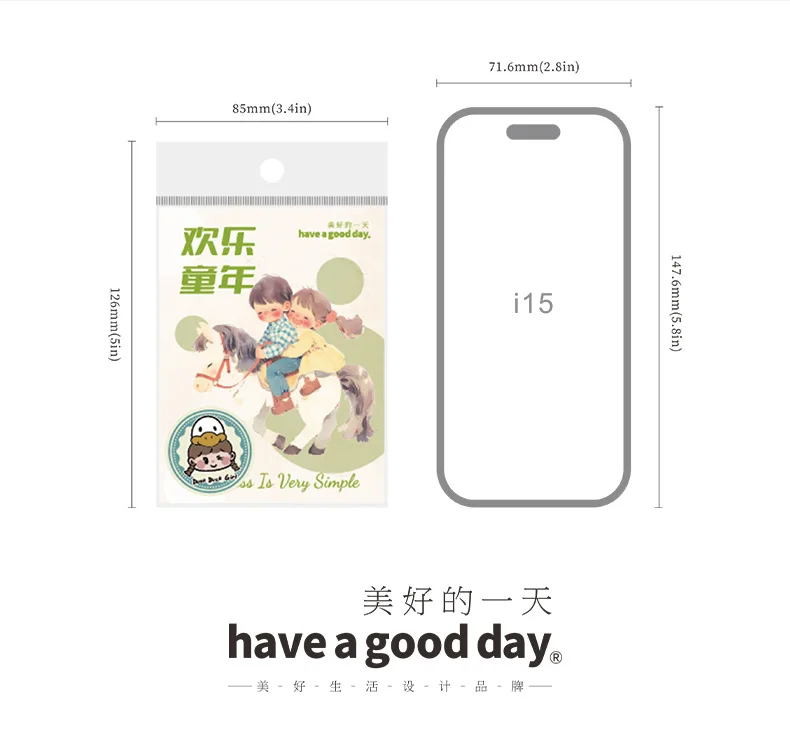 15pcs/1lot Kawaii Scrapbook Sticker Happy Childhood Scrapbooking Supplies Planner Decorative Stationery Sticker