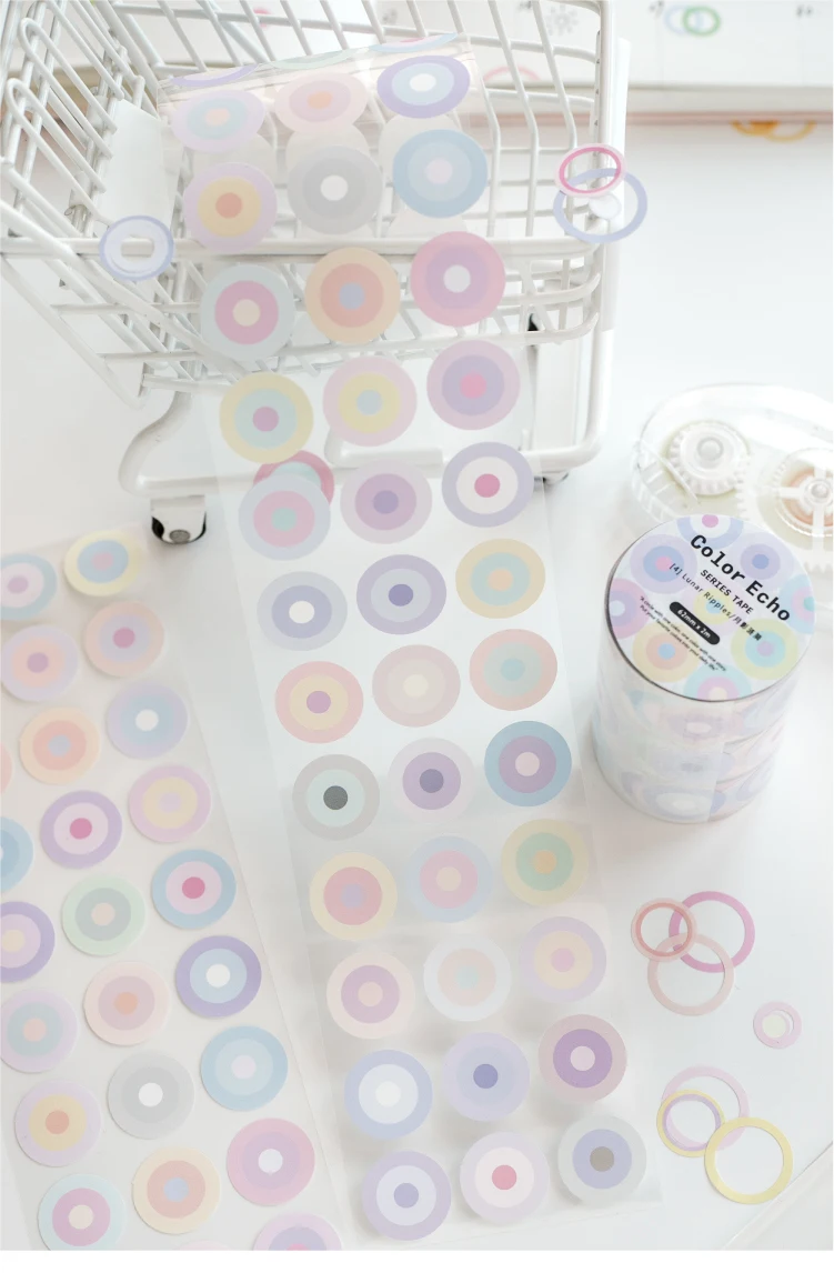 Journal GOo 6.2cmx2m Color Echo Tape Stickers Cute Candy Loop Masking Tape for Collage Junk Journal Scrapbook Mobile Stationery