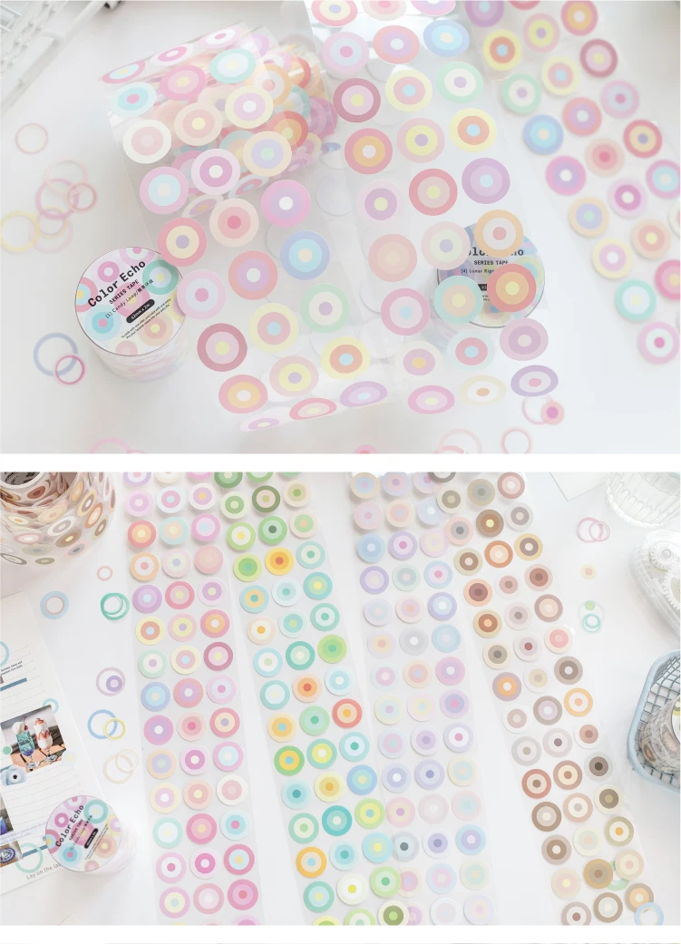 Journal GOo 6.2cmx2m Color Echo Tape Stickers Cute Candy Loop Masking Tape for Collage Junk Journal Scrapbook Mobile Stationery