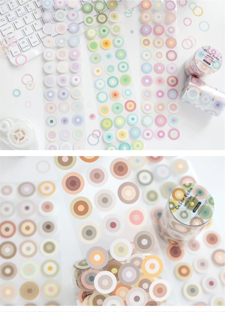 Journal GOo 6.2cmx2m Color Echo Tape Stickers Cute Candy Loop Masking Tape for Collage Junk Journal Scrapbook Mobile Stationery