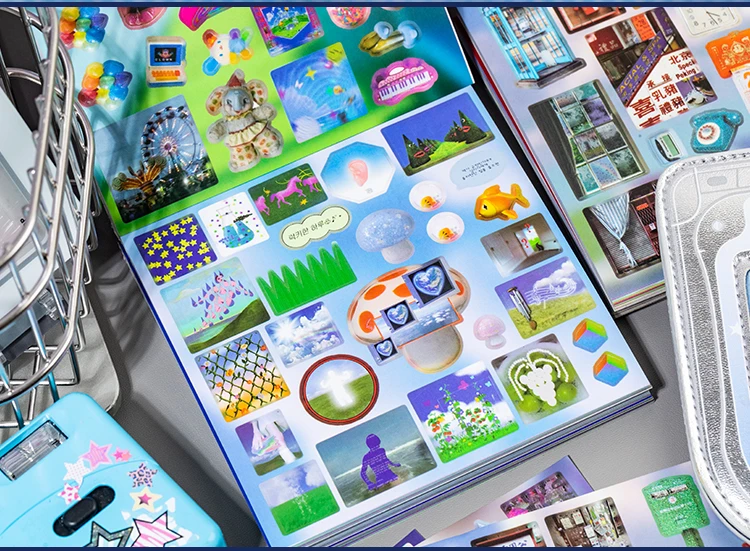 TIANZI Cyberpunk Theme Die-Cut Stickers Book 20/40 Sheets for DIY Decorative Scrapbook Collage Aesthetic Stationery Stickers