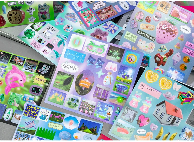 TIANZI Cyberpunk Theme Die-Cut Stickers Book 20/40 Sheets for DIY Decorative Scrapbook Collage Aesthetic Stationery Stickers
