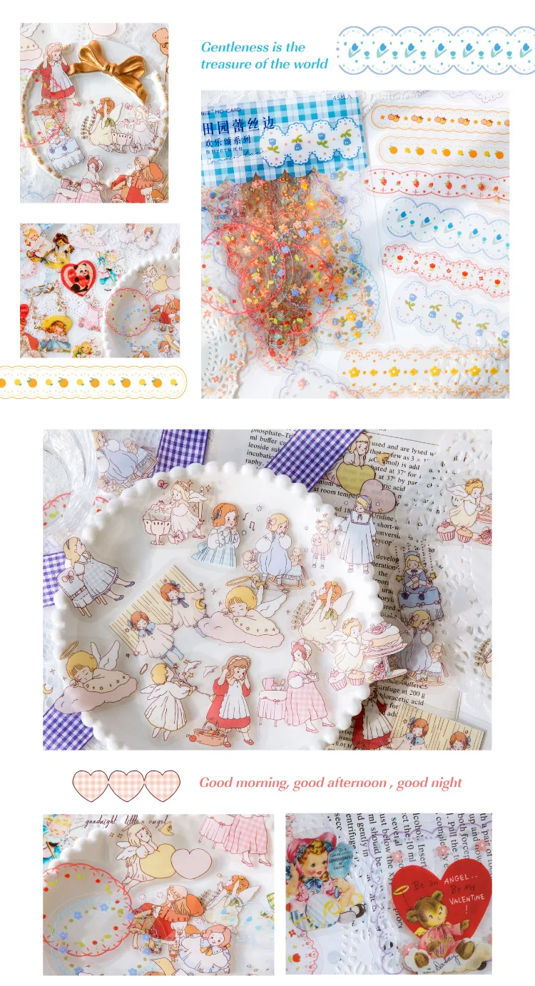 45pcs/lot Kawaii Stationery Stickers Ode to Joy Showa Diary Planner Decorative Mobile Stickers Scrapbooking DIY Craft Sticker