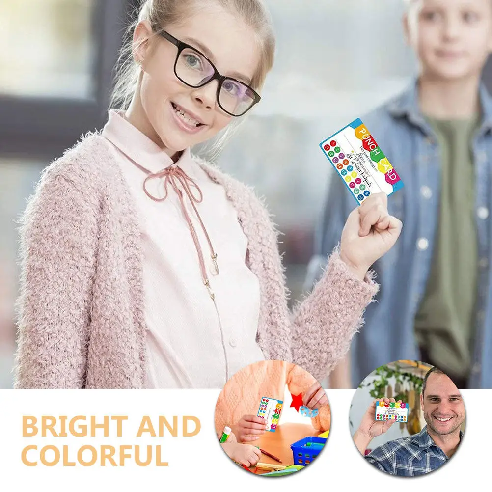 50Pcs Reward Punch Cards Cartoon Design School Incentive Encouragement Cards Classroom Teaching Tools for Kids Motivation