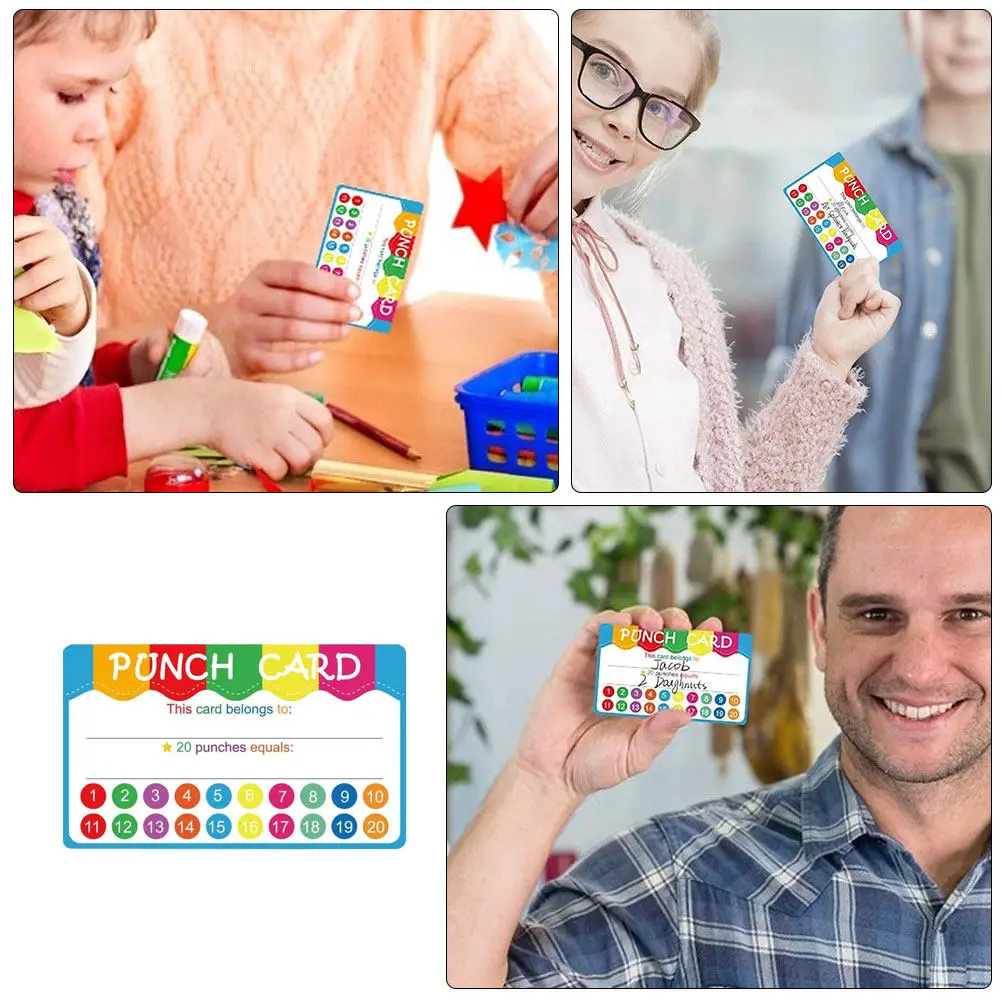 50Pcs Reward Punch Cards Cartoon Design School Incentive Encouragement Cards Classroom Teaching Tools for Kids Motivation