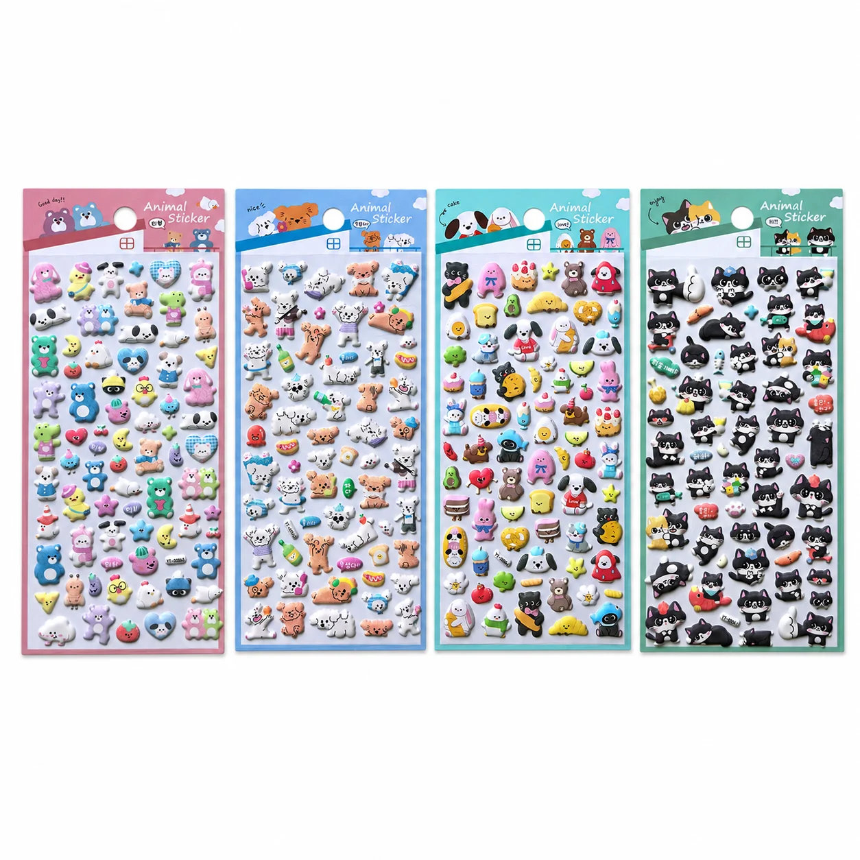 4 pcs Lovely Animals Friend Puppy 3D Puffy Stickers Diy Scrapbooking Journal Sticker Diary Stationery Sticker School Gifts