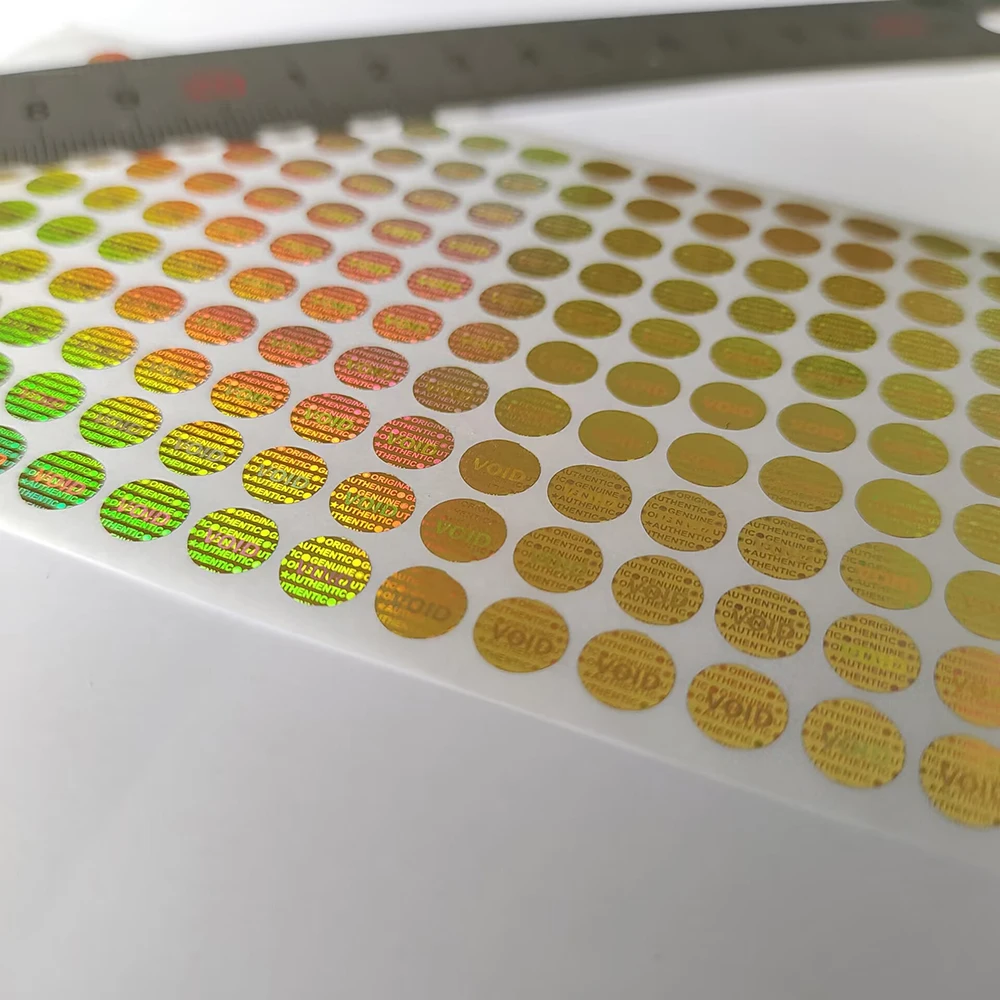 200pcs 6mm Gold Color Hologram Sticker GENUINE AUTHENTIC ORIGINAL Security Seal Honeycomb Left If Removed or Tampered With
