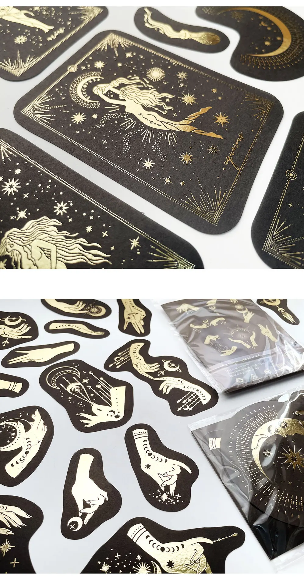 Mengtai 40pcs Constellation girl Decorative gold Stickers Scrapbooking Label Diary Stationery Album Retro stars Journal Planner