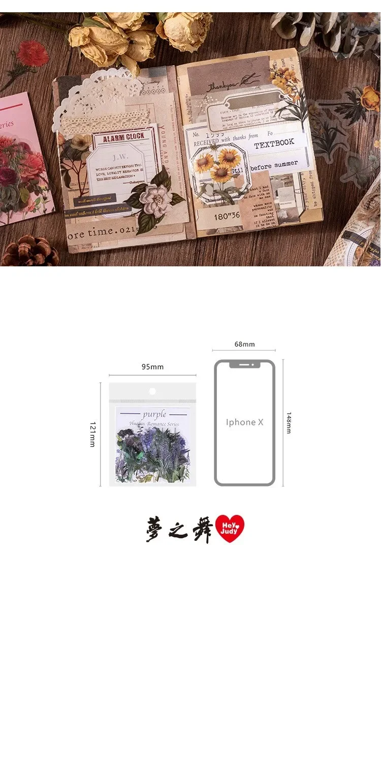 40 Pcs Vintage Waterproof Stickers Clear Sunflower Rose Flowers for Junk Journaling Scrapbooking Arts And Crafts