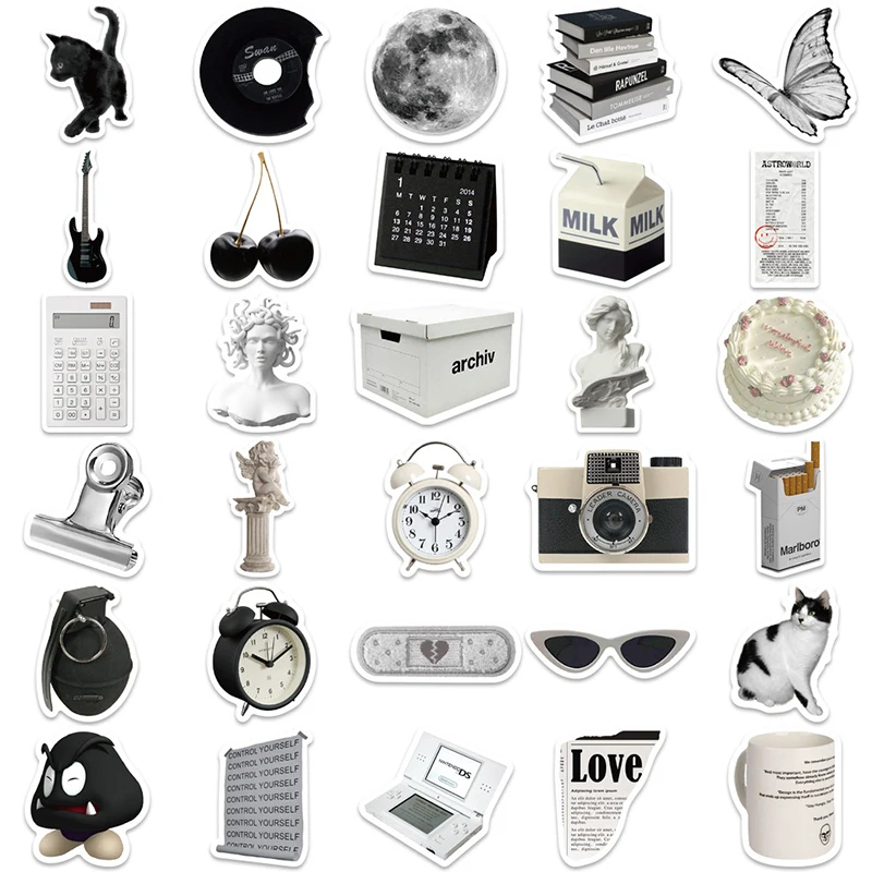 10/30/61PCS Simple Sculpture PVC Graffiti Sticker Sticky Aesthetic Decorative Scrapbook DIY Phone Stationery Supply