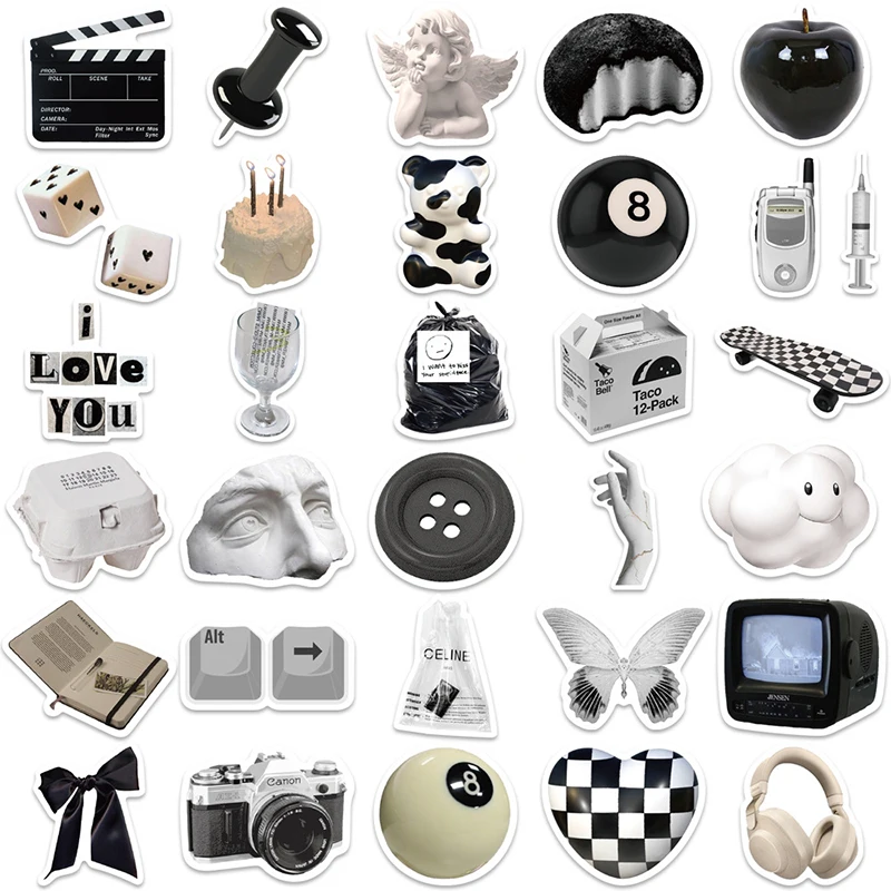 10/30/61PCS Simple Sculpture PVC Graffiti Sticker Sticky Aesthetic Decorative Scrapbook DIY Phone Stationery Supply