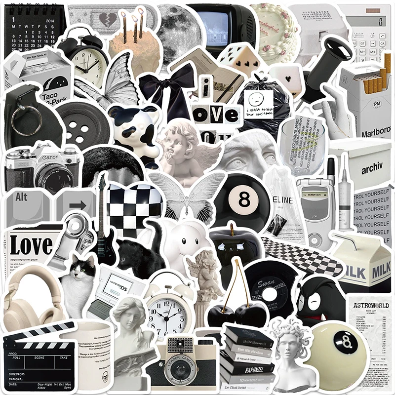 10/30/61PCS Simple Sculpture PVC Graffiti Sticker Sticky Aesthetic Decorative Scrapbook DIY Phone Stationery Supply