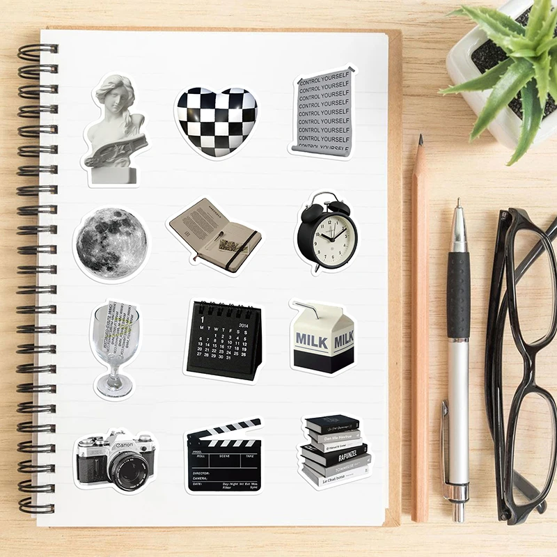 10/30/61PCS Simple Sculpture PVC Graffiti Sticker Sticky Aesthetic Decorative Scrapbook DIY Phone Stationery Supply