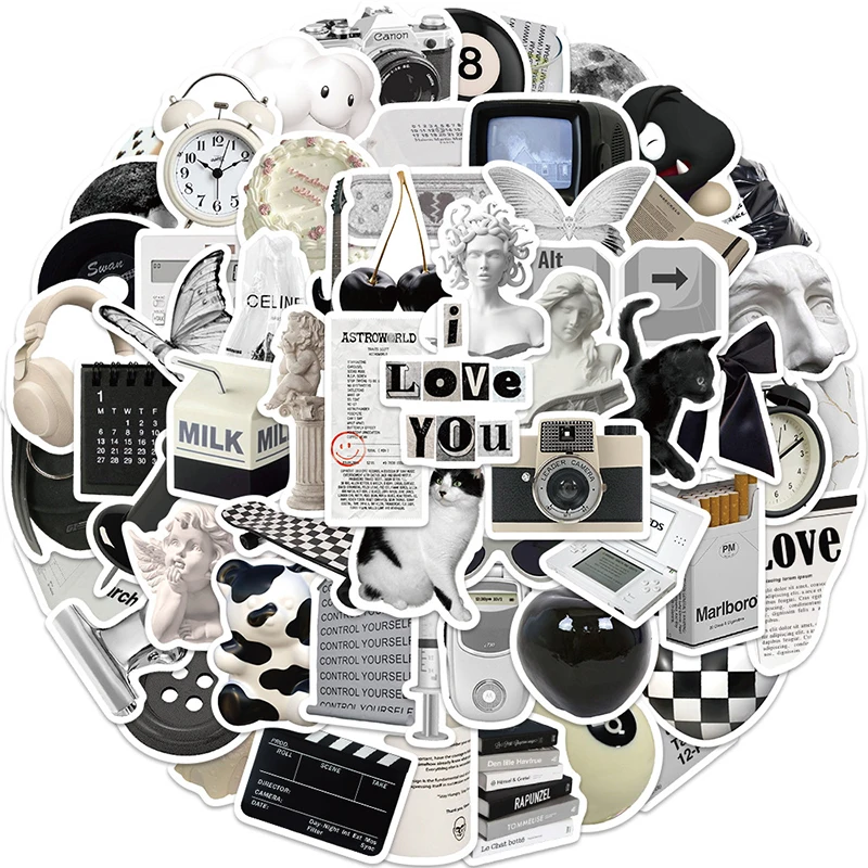 10/30/61PCS Simple Sculpture PVC Graffiti Sticker Sticky Aesthetic Decorative Scrapbook DIY Phone Stationery Supply
