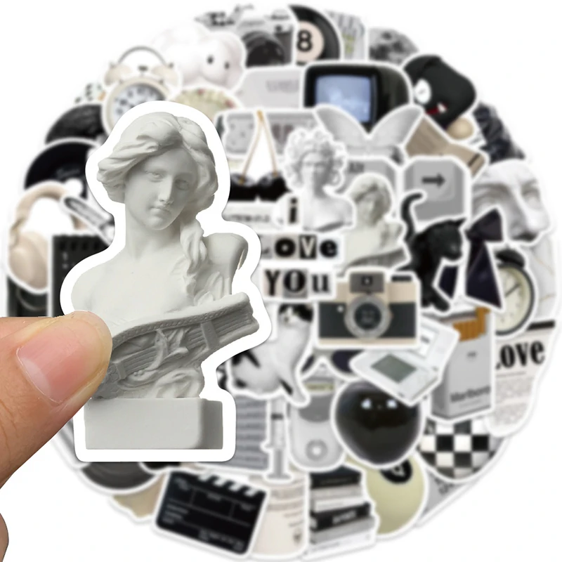 10/30/61PCS Simple Sculpture PVC Graffiti Sticker Sticky Aesthetic Decorative Scrapbook DIY Phone Stationery Supply