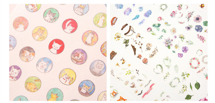 6 sheets/pack Cartoon Cat Washi Paper Sticker Kawaii Journal Stickers Scrapbooking Daily Planner Stationery Supplies
