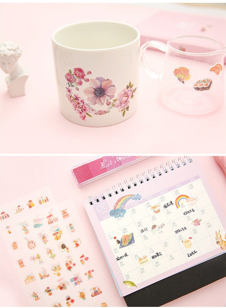6 sheets/pack Cartoon Cat Washi Paper Sticker Kawaii Journal Stickers Scrapbooking Daily Planner Stationery Supplies