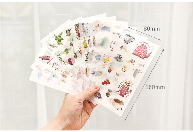 6 sheets/pack Cartoon Cat Washi Paper Sticker Kawaii Journal Stickers Scrapbooking Daily Planner Stationery Supplies