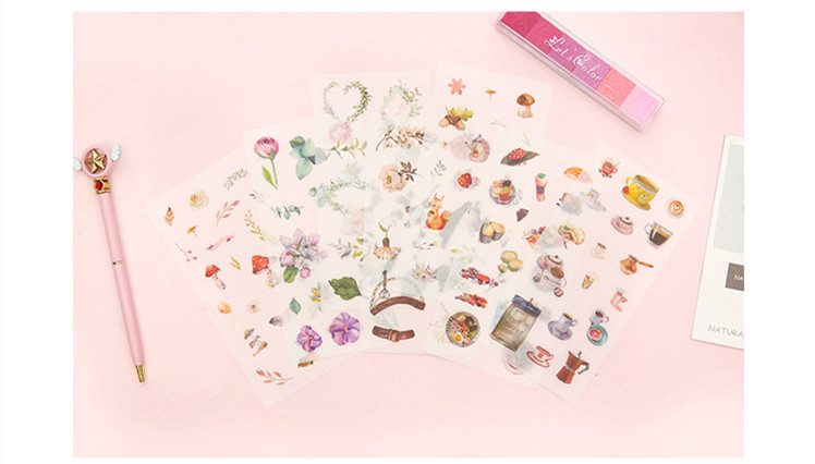 6 sheets/pack Cartoon Cat Washi Paper Sticker Kawaii Journal Stickers Scrapbooking Daily Planner Stationery Supplies