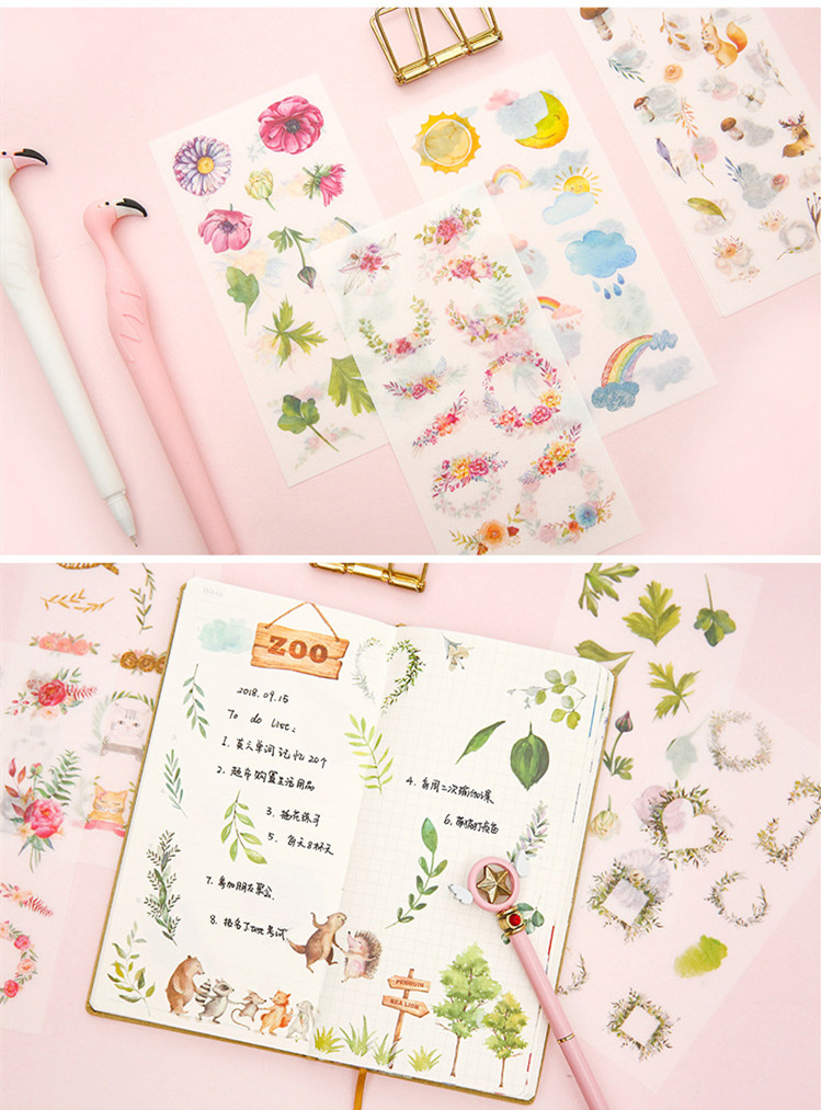 6 sheets/pack Cartoon Cat Washi Paper Sticker Kawaii Journal Stickers Scrapbooking Daily Planner Stationery Supplies