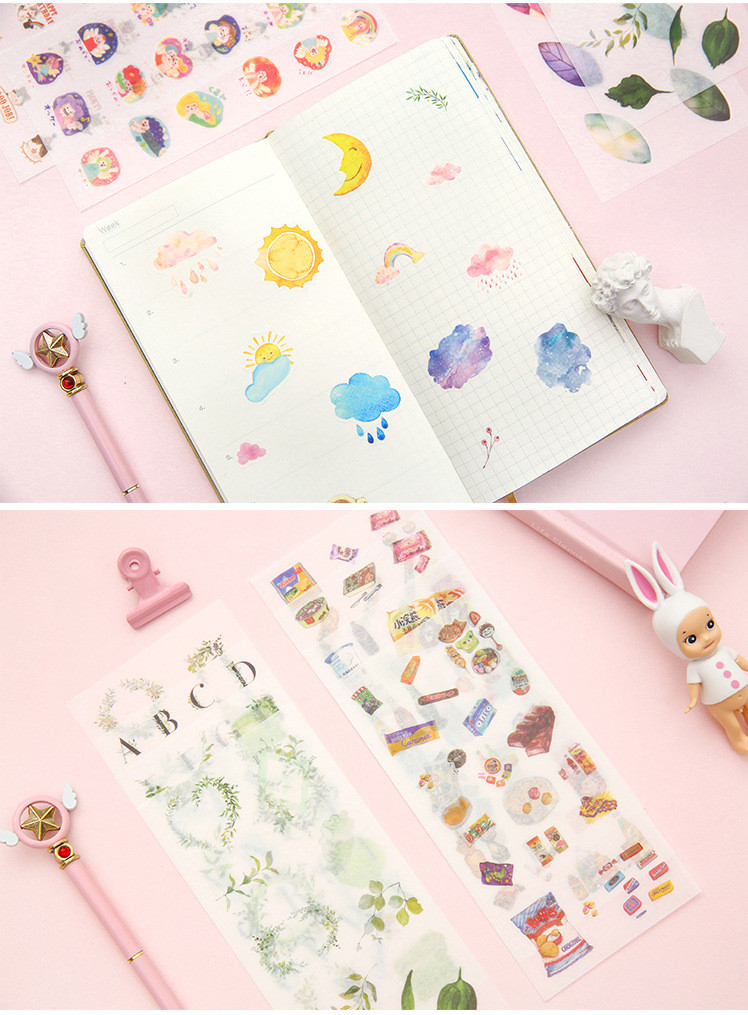 6 sheets/pack Cartoon Cat Washi Paper Sticker Kawaii Journal Stickers Scrapbooking Daily Planner Stationery Supplies