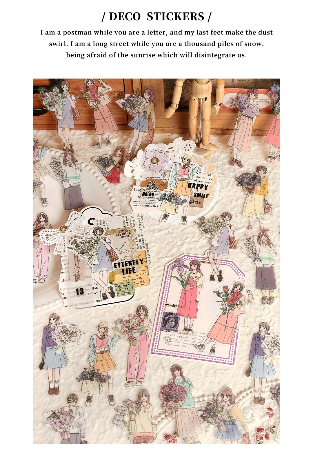 30pcs/1lot Kawaii Scrapbook Sticker Heartthrob Girl Scrapbooking Supplies diary Planner Decorative Craft Stationery Sticker