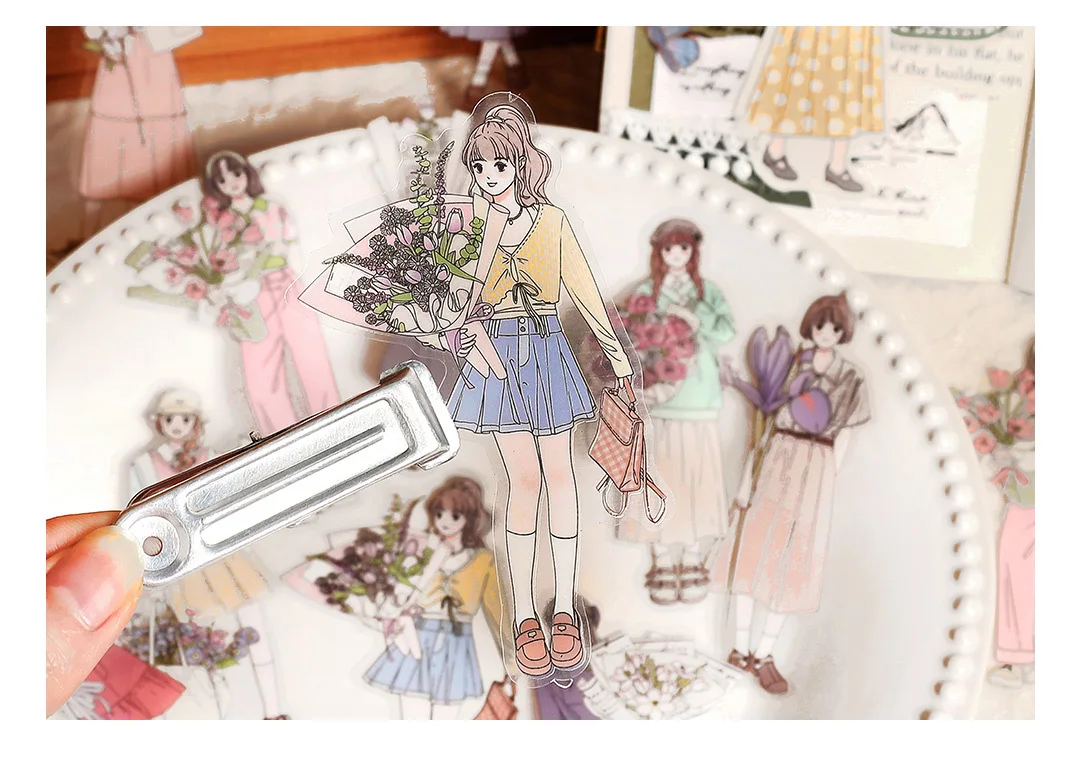 30pcs/1lot Kawaii Scrapbook Sticker Heartthrob Girl Scrapbooking Supplies diary Planner Decorative Craft Stationery Sticker