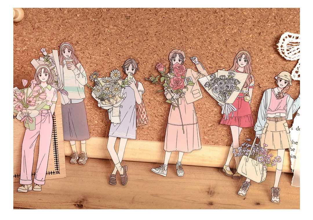 30pcs/1lot Kawaii Scrapbook Sticker Heartthrob Girl Scrapbooking Supplies diary Planner Decorative Craft Stationery Sticker