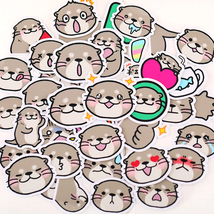 Little Otter Hand Account Cartoon Stickers Cute Animal Expression Pack Ins Wind Children Paste Decorative Materials Kawaii