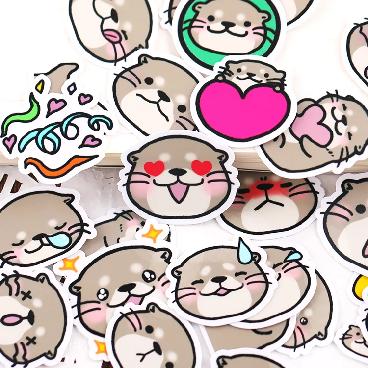 Little Otter Hand Account Cartoon Stickers Cute Animal Expression Pack Ins Wind Children Paste Decorative Materials Kawaii