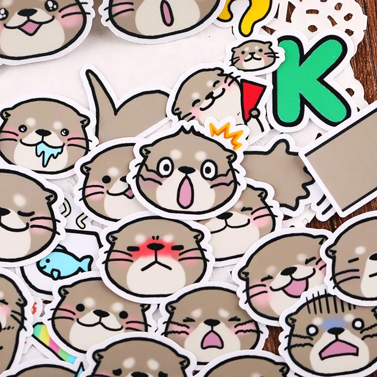 Little Otter Hand Account Cartoon Stickers Cute Animal Expression Pack Ins Wind Children Paste Decorative Materials Kawaii