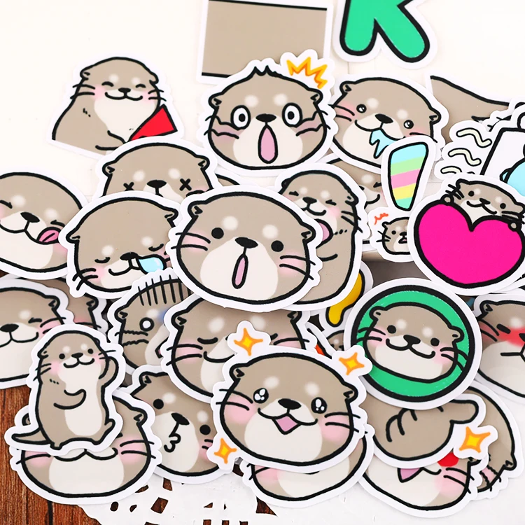 Little Otter Hand Account Cartoon Stickers Cute Animal Expression Pack Ins Wind Children Paste Decorative Materials Kawaii