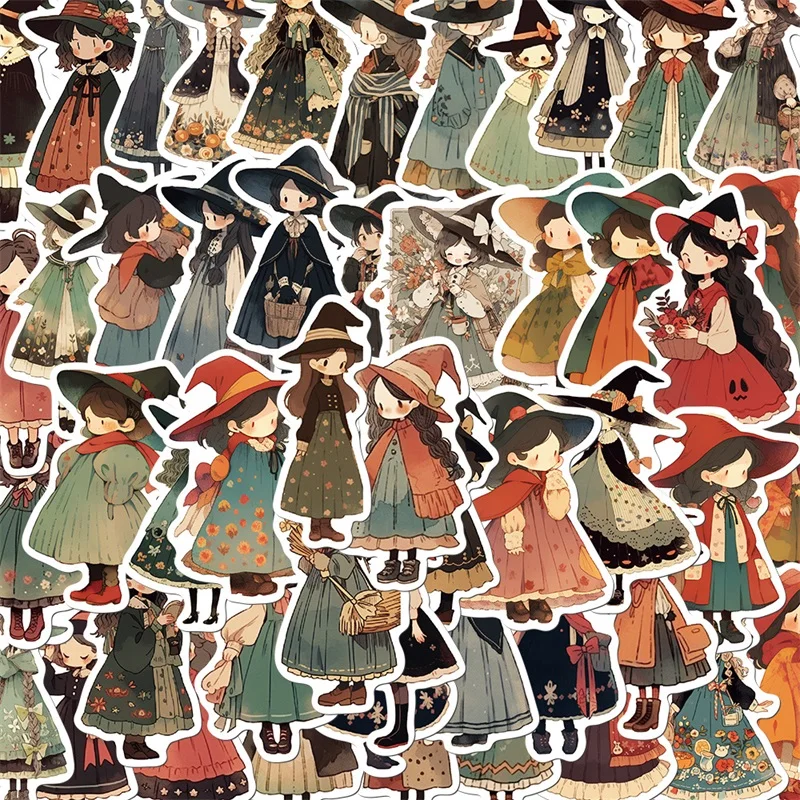 10/30/50PCS Cartoon Q Witch PVC Sticker Aesthetic Korean Decoration Scrapbooking Stationery School Supplies