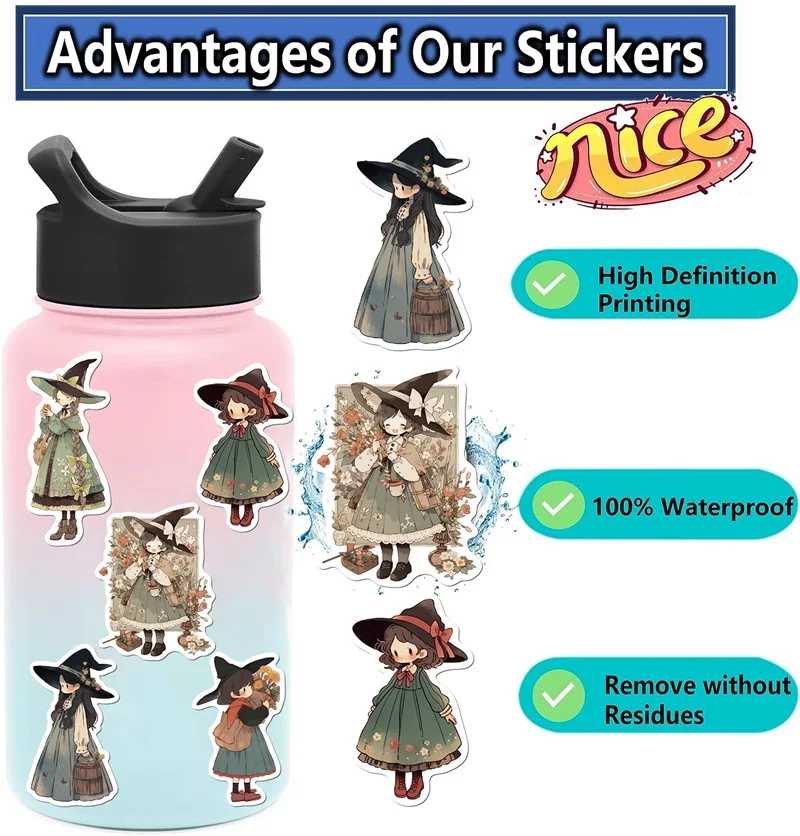 10/30/50PCS Cartoon Q Witch PVC Sticker Aesthetic Korean Decoration Scrapbooking Stationery School Supplies