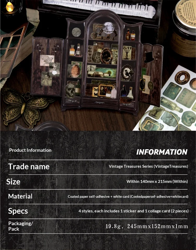 JIANWU Retro Treasure Series Vintage Life Landscape Material Collage Scrapbooking Sticker Creative DIY Journal Stationery