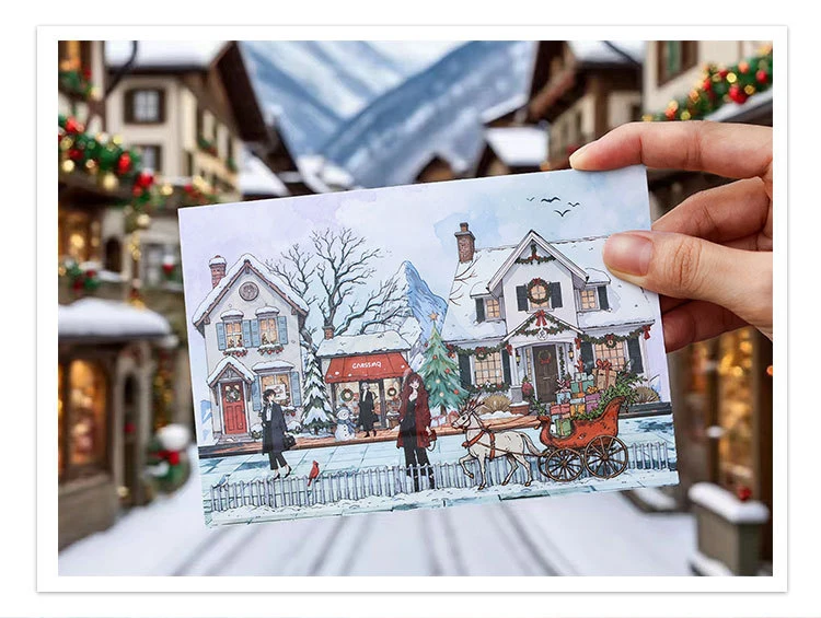 JIANWU Seasonal Illustrated Series Vintage Flower Plant Snow Landscape Material Collage Sticker Creative DIY Journal Stationery