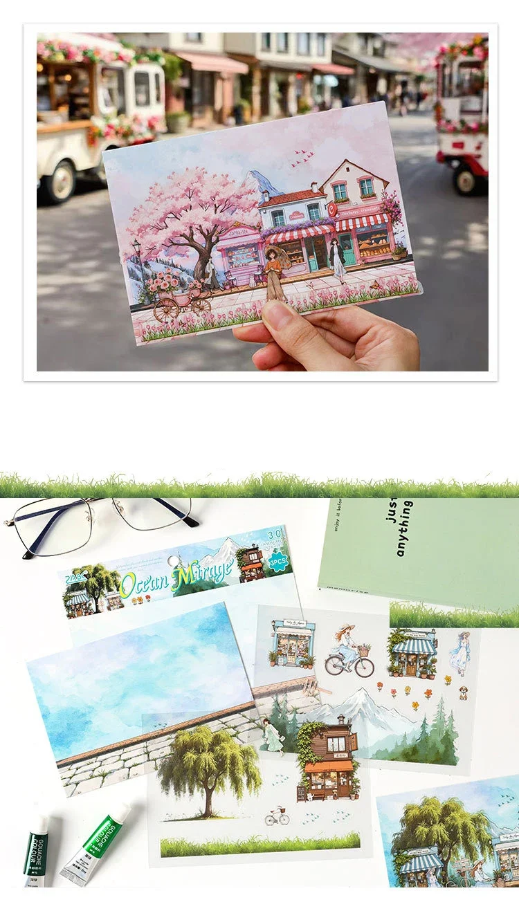 JIANWU Seasonal Illustrated Series Vintage Flower Plant Snow Landscape Material Collage Sticker Creative DIY Journal Stationery