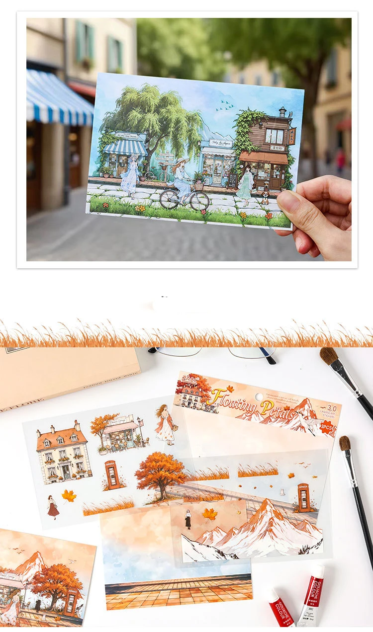 JIANWU Seasonal Illustrated Series Vintage Flower Plant Snow Landscape Material Collage Sticker Creative DIY Journal Stationery