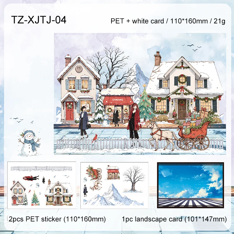 JIANWU Seasonal Illustrated Series Vintage Flower Plant Snow Landscape Material Collage Sticker Creative DIY Journal Stationery