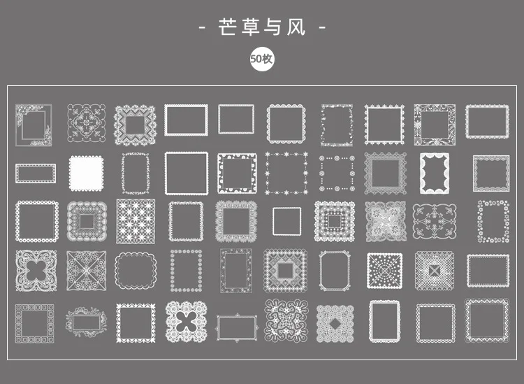 50Pcs/pack White Lace Transparent Cute Boxed Kawaii Decoration Stickers Planner Scrapbooking Stationery Japanese Diary Stickers