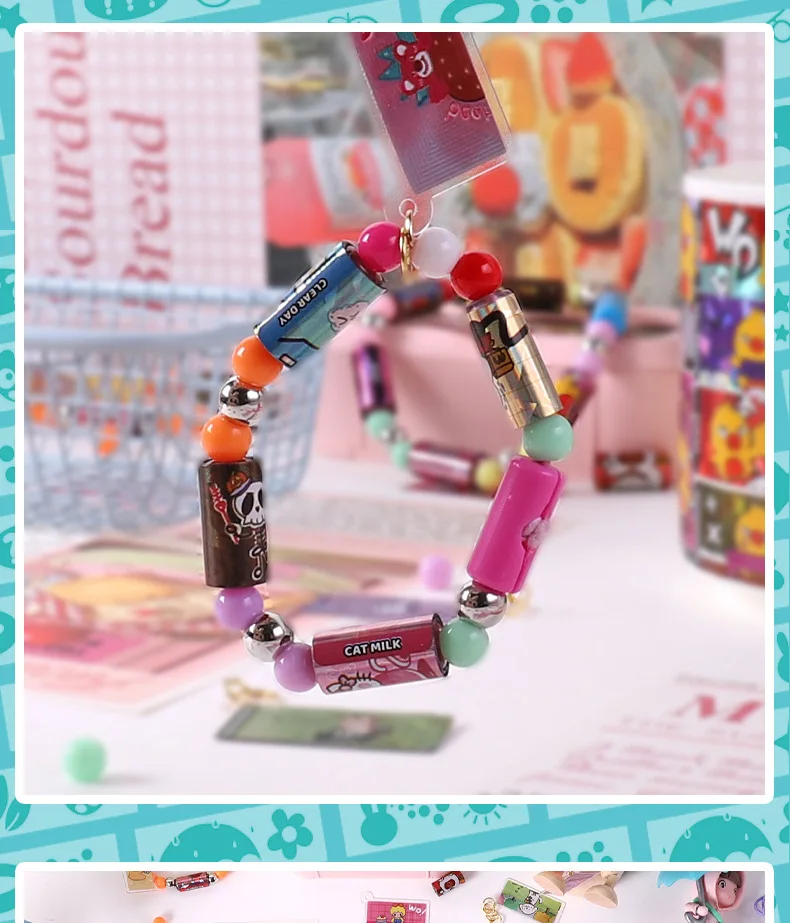 80/160 pcs hot selling kids children toy sticker creative funny stationery stick rolls Sticker bracelet  colorful