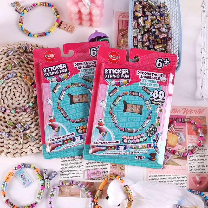 80/160 pcs hot selling kids children toy sticker creative funny stationery stick rolls Sticker bracelet  colorful