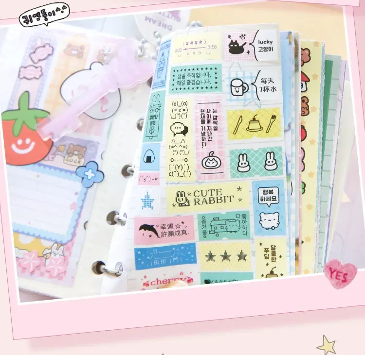 Kawaii Dual M5 Sticker Book Ins Korean Style Cute Cartoon Decorative Stickers Romantic DIY Handbook Scrapbook School Supplies