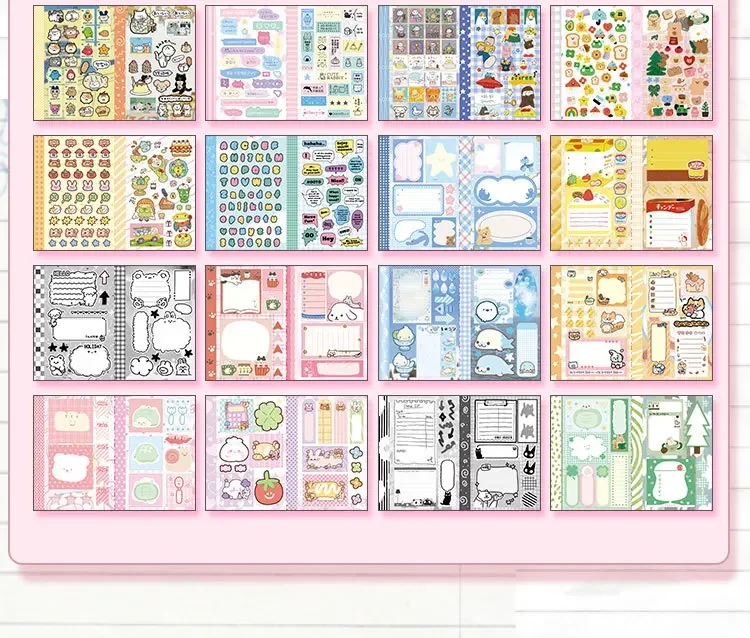 Kawaii Dual M5 Sticker Book Ins Korean Style Cute Cartoon Decorative Stickers Romantic DIY Handbook Scrapbook School Supplies