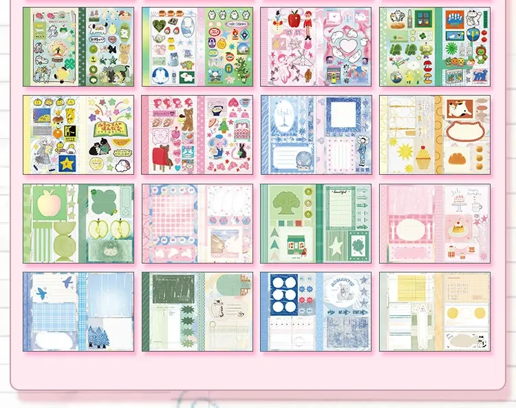 Kawaii Dual M5 Sticker Book Ins Korean Style Cute Cartoon Decorative Stickers Romantic DIY Handbook Scrapbook School Supplies