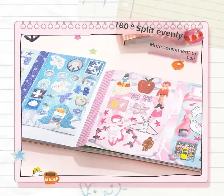 Kawaii Dual M5 Sticker Book Ins Korean Style Cute Cartoon Decorative Stickers Romantic DIY Handbook Scrapbook School Supplies