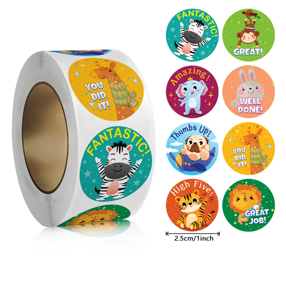 500pcs/roll Teacher Reward Sticker Motivational Phrases Stickers for School Student Classic Toys Cute Stationery Stickers